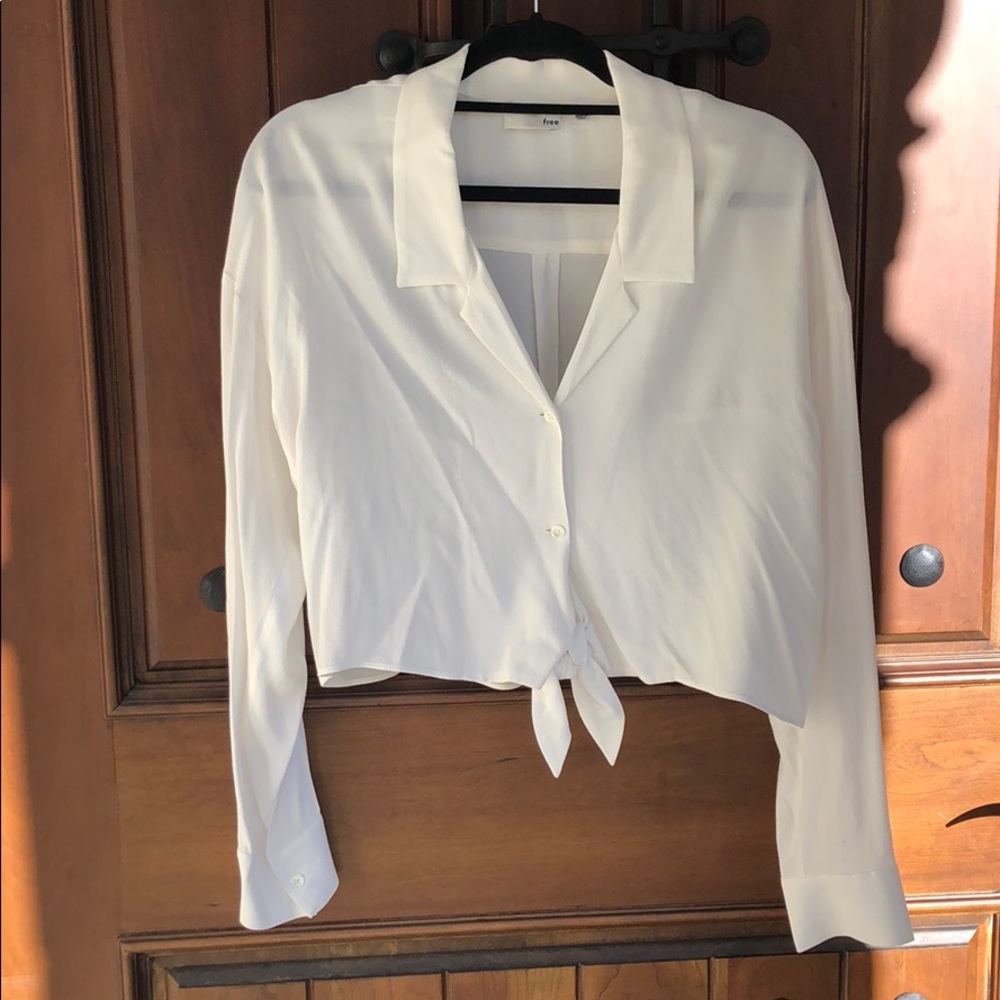 Aritzia Wilfred Free Long Sleeve Cropped Blouse